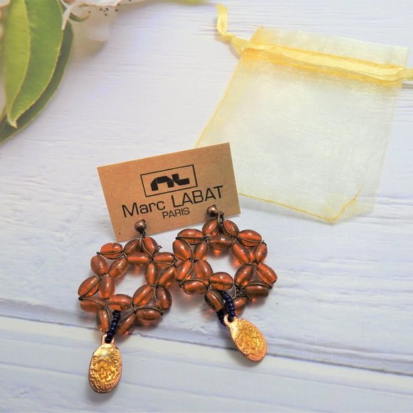 Hexagonal Star Glass Bead Earrings - Picture 1 of 5